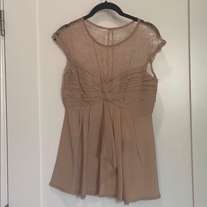 NWT BCBGMAXAZRIA nude silk lace top